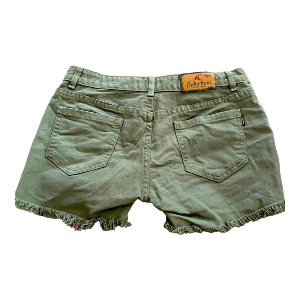 Kaka Premium  Green Denim Jeans Shorts Cut Off Size 28 Women’s.